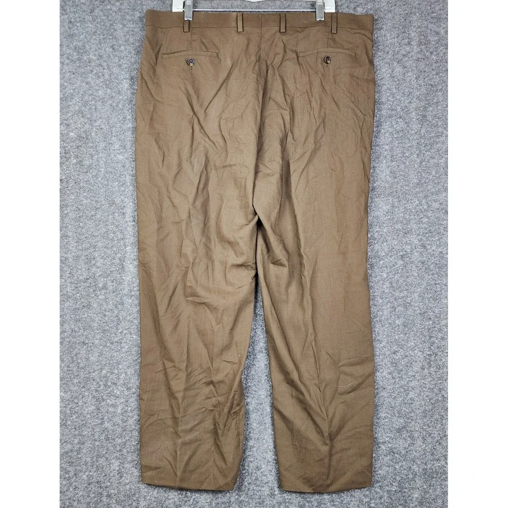 Pronto Uomo Couture Dress Pants Mens 40 Brown 100% Wool Flat‎ Front Trousers